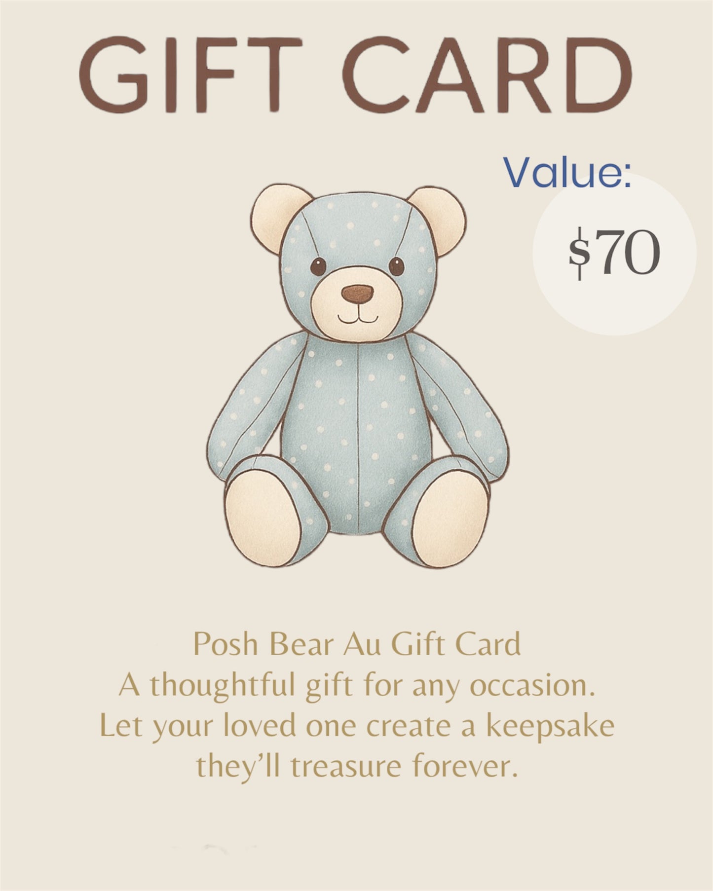 Gift Voucher- Posh Bear Keepsake