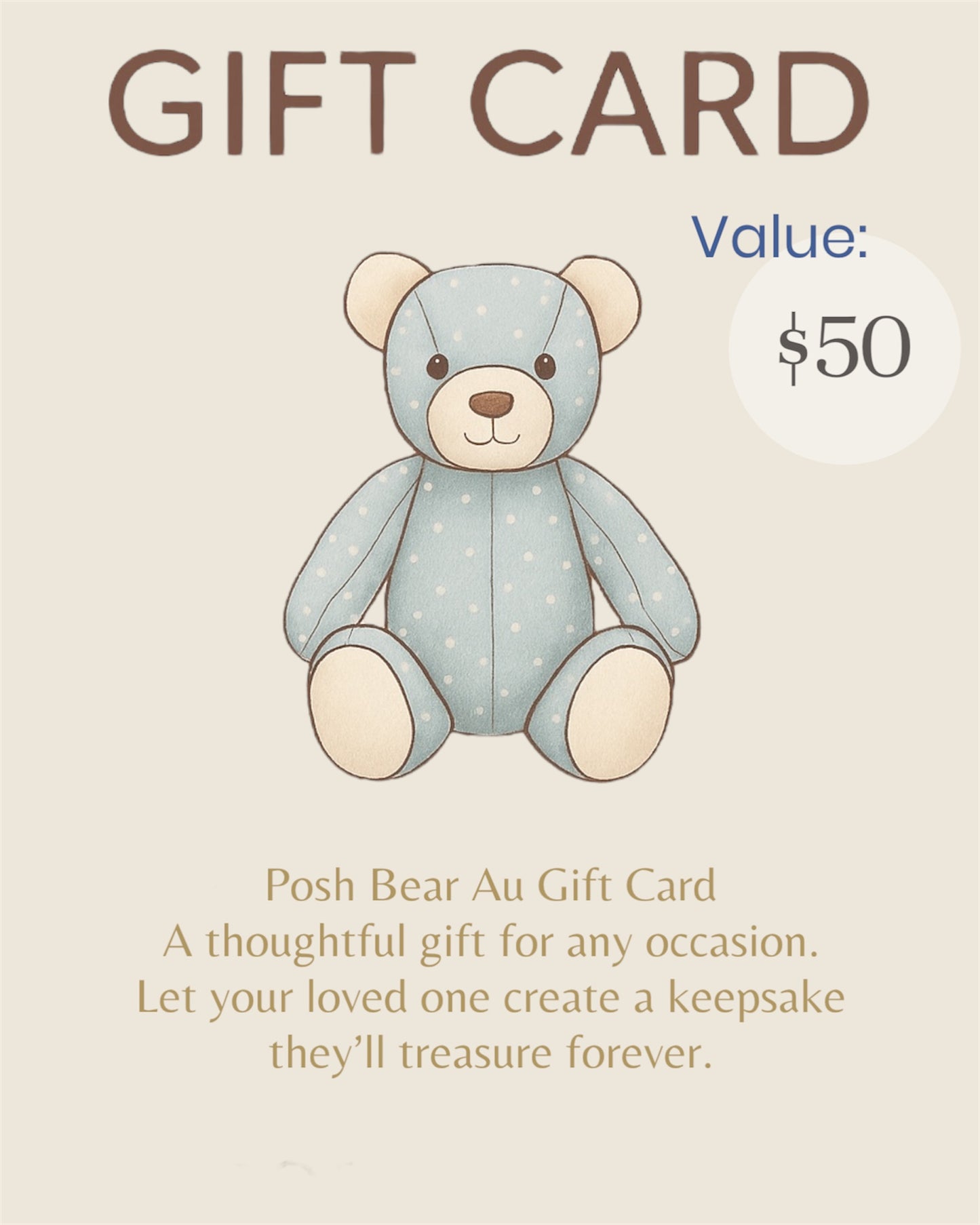 Gift Voucher- Posh Bear Keepsake