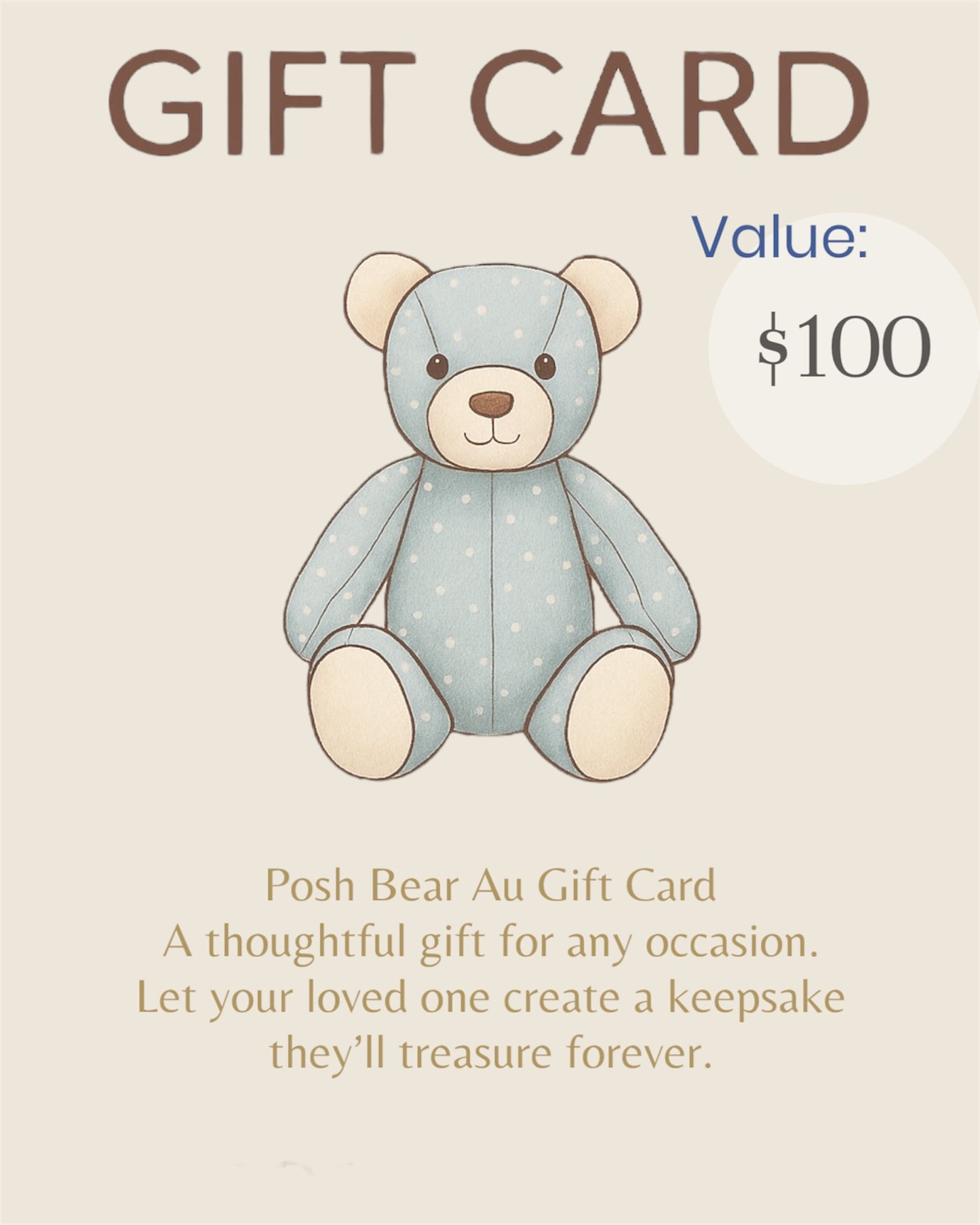 Gift Voucher- Posh Bear Keepsake