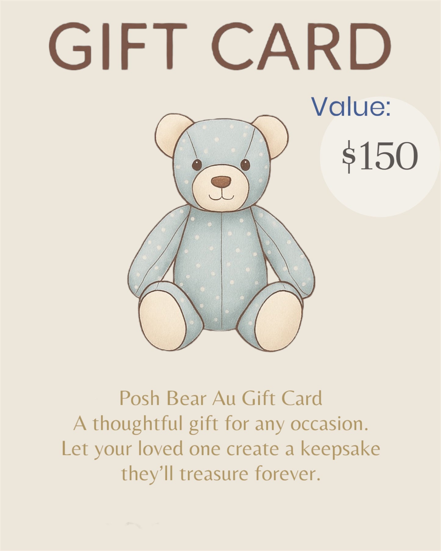 Gift Voucher- Posh Bear Keepsake