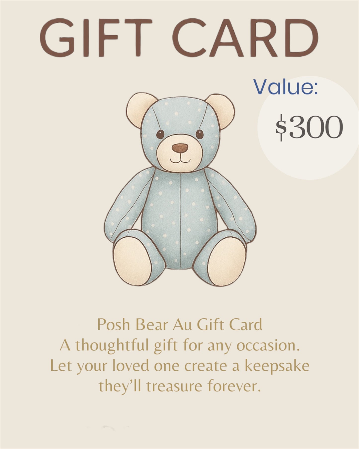 Gift Voucher- Posh Bear Keepsake