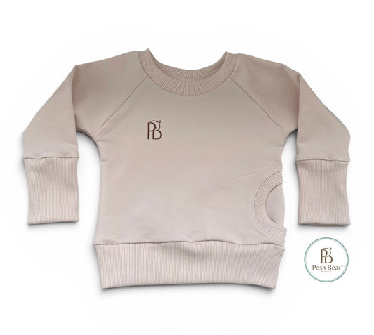 Handmade Organic Grow With Me Raglan Sweatshirt– Sand