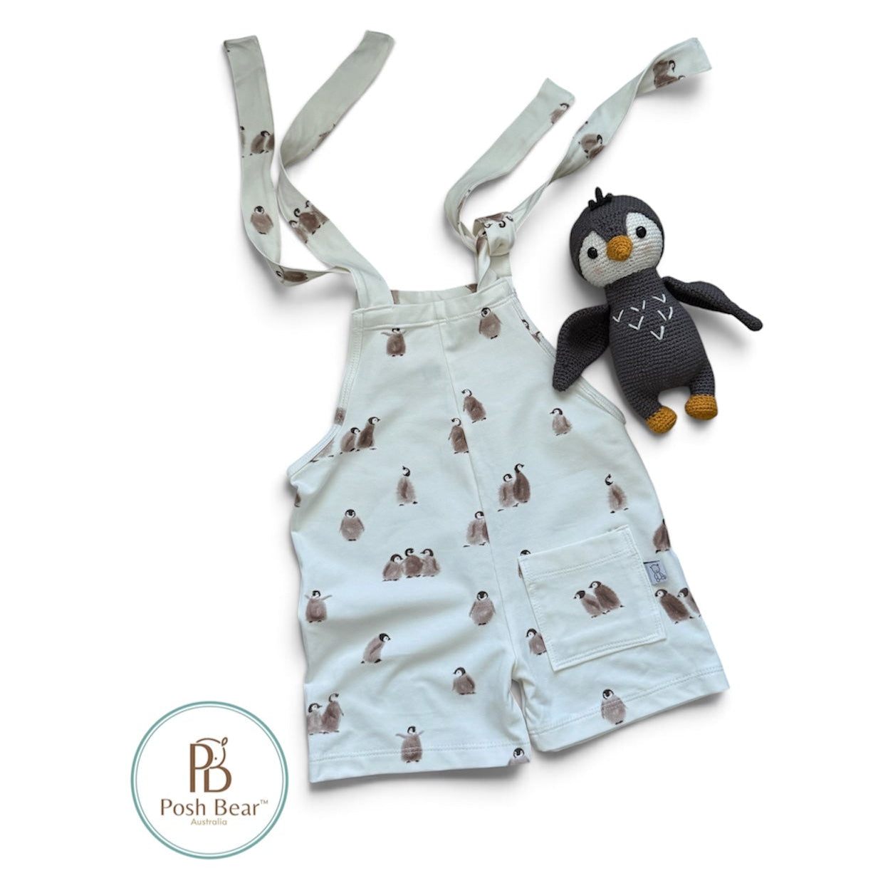 Handmade Organic shorts Overall / Penguins