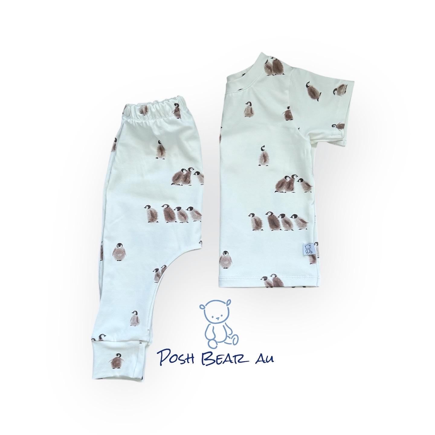 Organic Kids Baggy Fit Tee – Penguin Print | Handmade in Australia