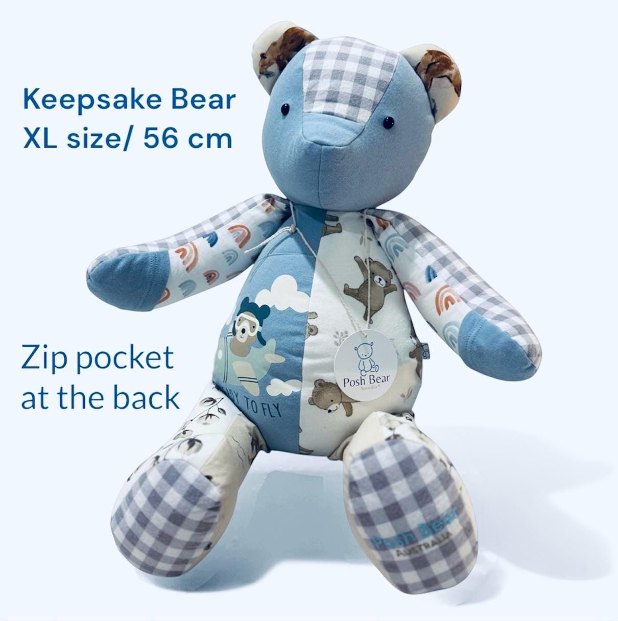 XL Keepsake Bear – 56 cm (22”)  with Hidden Zipper Pocket/ Personalised