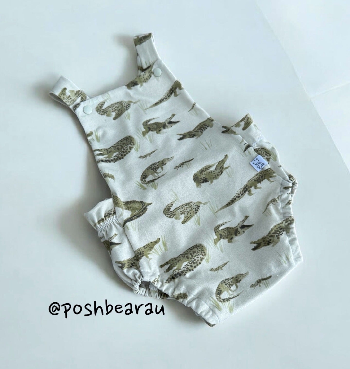 Organic Baby Summer Romper – Crocodile | Handmade in Australia