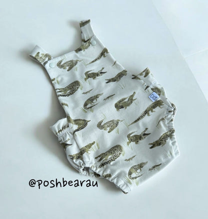 Organic Baby Summer Romper – Crocodile | Handmade in Australia