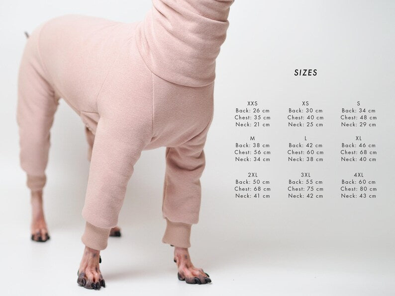 Handmade Organic Dog Jumpsuit - Old Pink