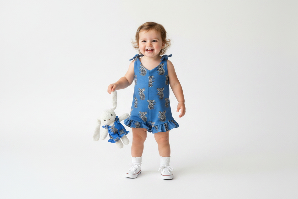 Adopt Snowy – Koala Tie-Up Short Romper & Plush Bunny Gift Set