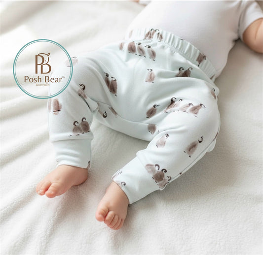 Handmade Organic baby Slim fit Harem pants / Penguins
