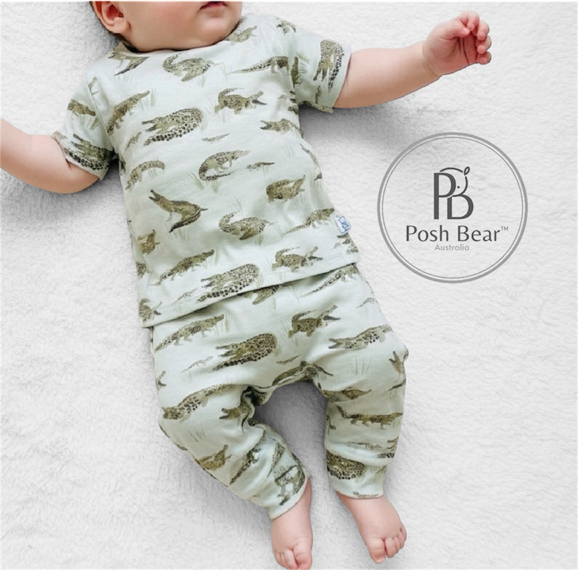 Organic Kids Baggy Fit Tee – Crocodile Print | Handmade in Australia