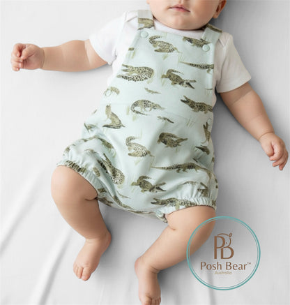 Organic Baby Summer Romper – Crocodile | Handmade in Australia