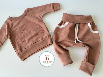 Handmade Organic Grow With Me Joggers with Kangaroo Pocket – French Terry