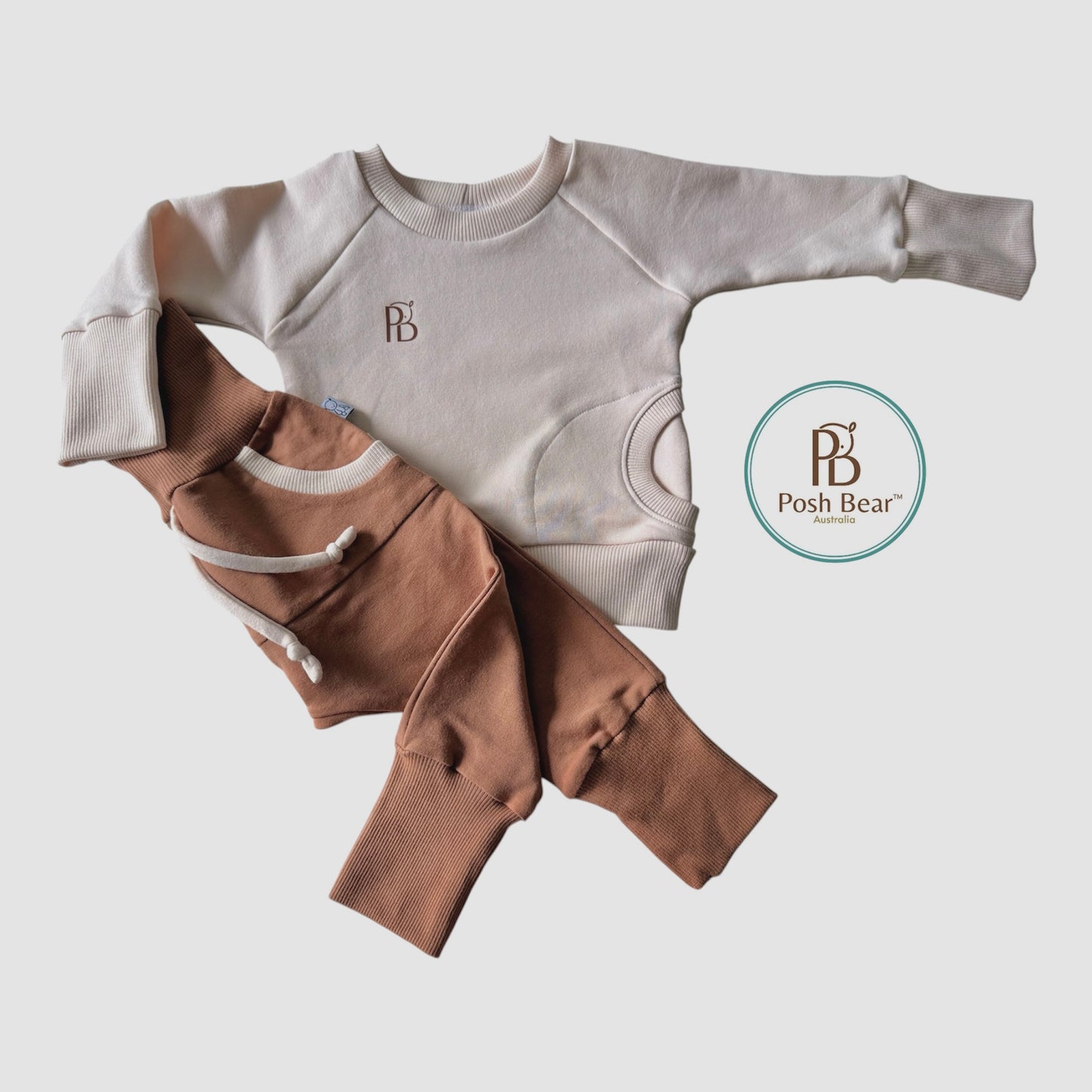 Handmade Organic Grow With Me Raglan Sweatshirt– Sand