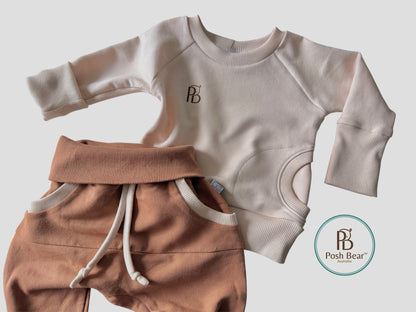 Handmade Organic Grow With Me Raglan Sweatshirt– Sand