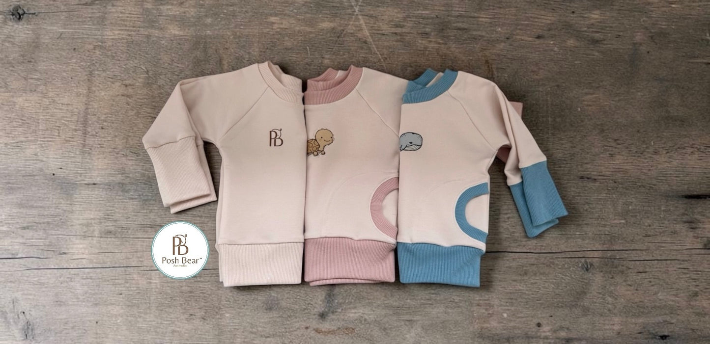 Handmade Organic Grow With Me Raglan Sweatshirt– Sand