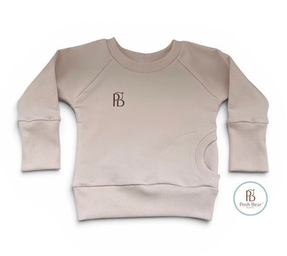 Handmade Organic Grow With Me Raglan Sweatshirt– Sand