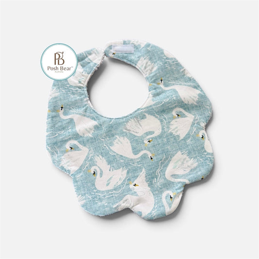 Handmade Scallop Dribble Bib – Swan Lake