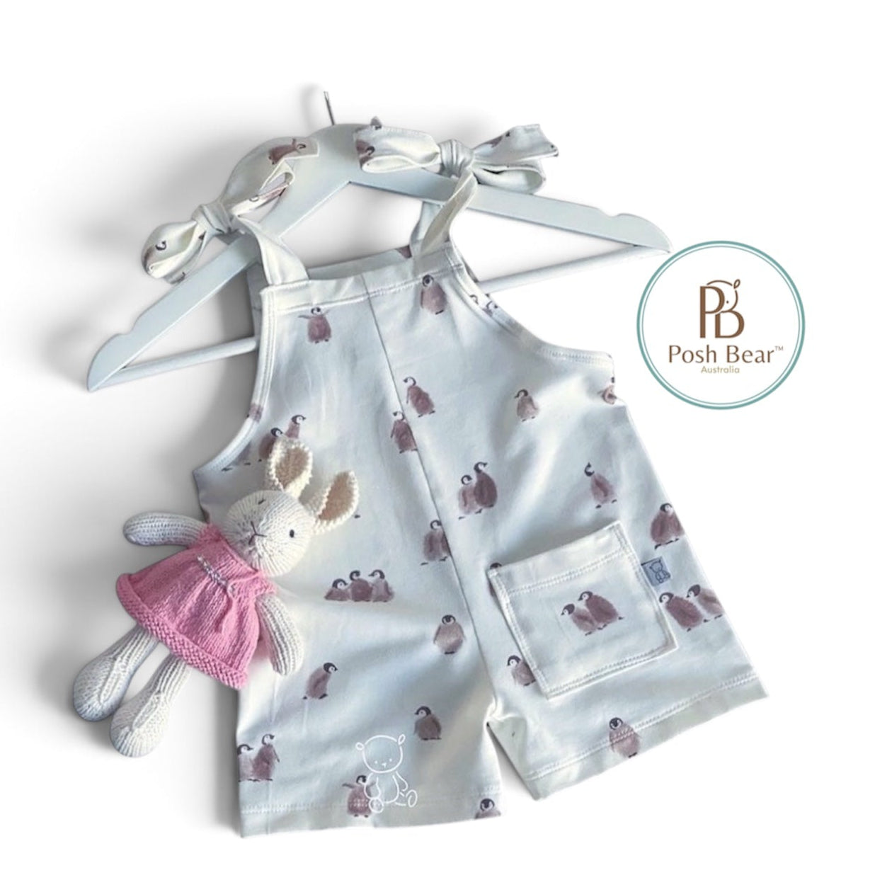 Handmade Organic shorts Overall / Penguins