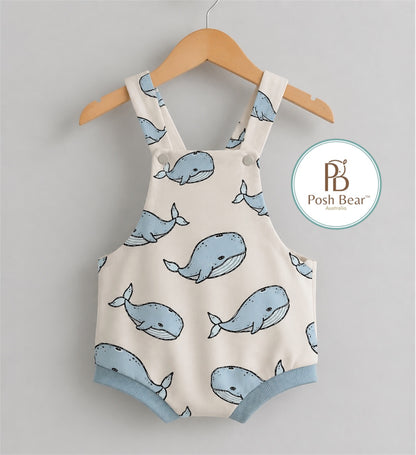 Handmade Baby Shorts Overall / Whales