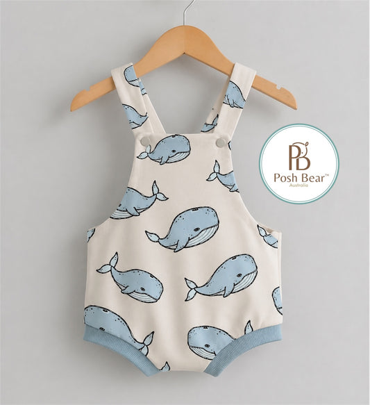 Handmade Baby Shorts Overall / Whales