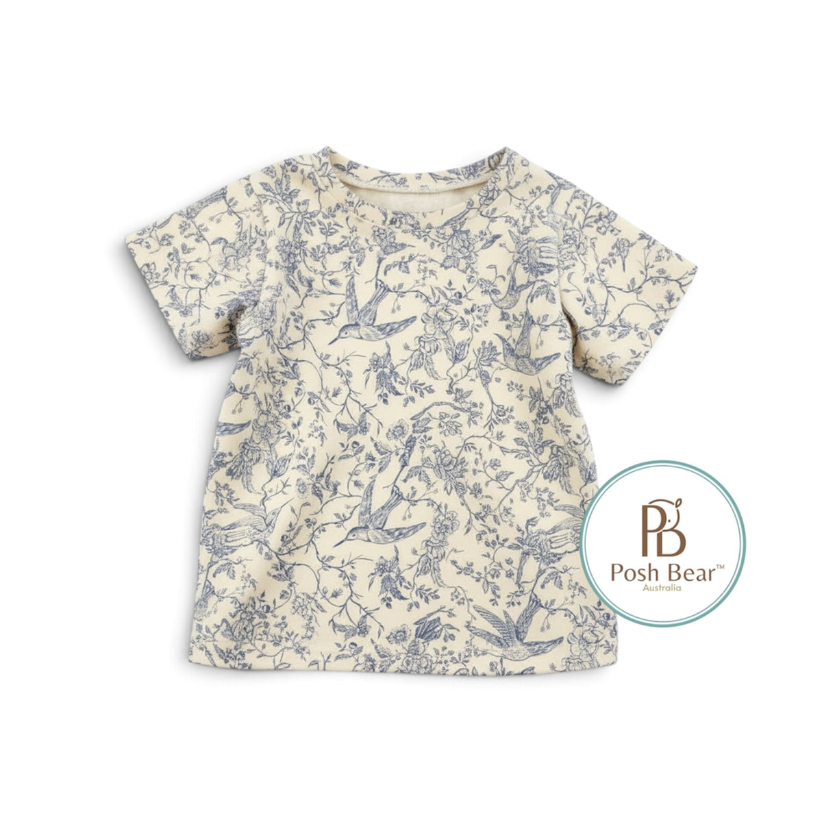 Handmade Organic Baby Baggy Fit Tee – Toile de Jouy Print | Handmade in Australia – PREORDER