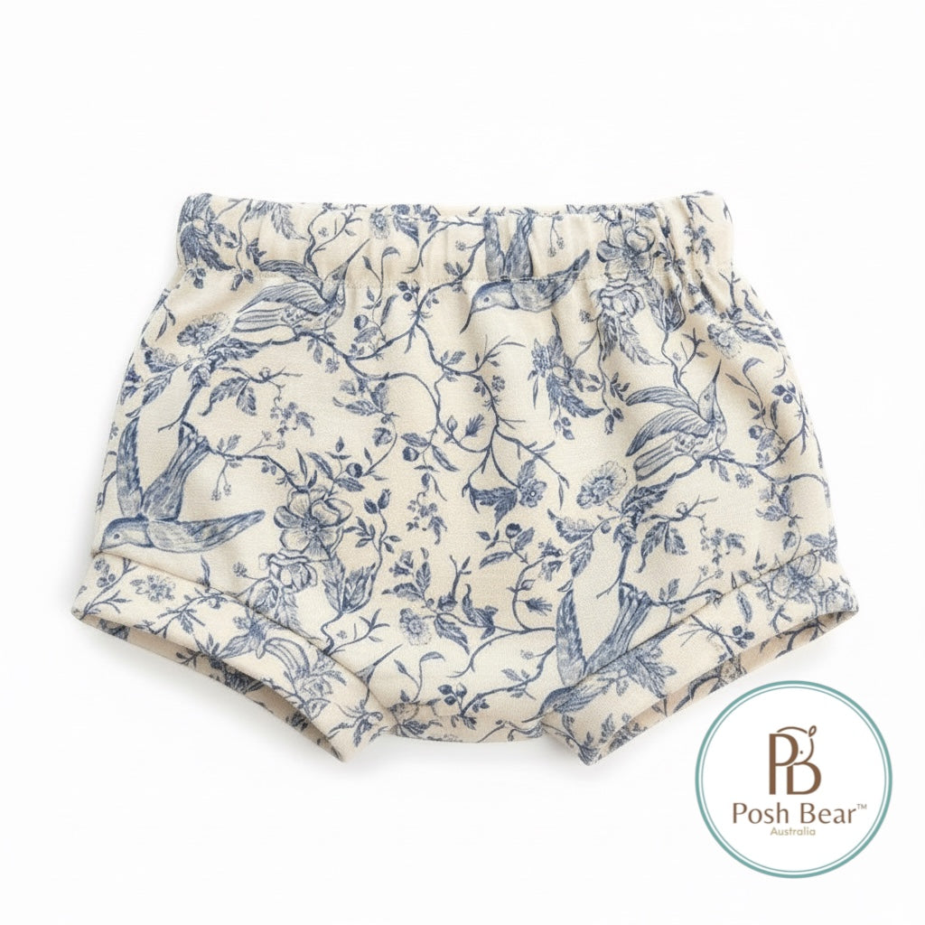 Handmade Organic Baby Bummies – Toile de Jouy Print | Handmade in Australia – PREORDER