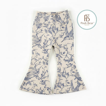 Handmade Organic Baby Flare Leggings – Toile de Jouy Print | Handmade in Australia – PREORDER