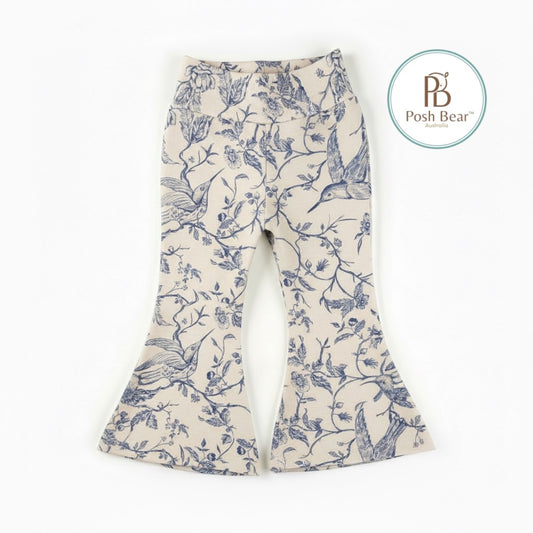 Handmade Organic Baby Flare Leggings – Toile de Jouy Print | Handmade in Australia – PREORDER