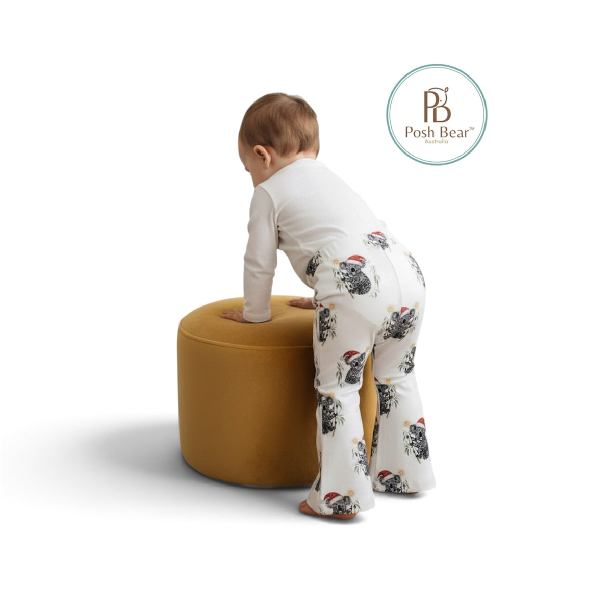 Handmade Organic Baby Flare Leggings – Christmas Koala Print | Handmade in Australia – PREORDER