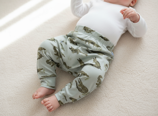 Handmade Organic baby Slim fit Harem pants / Crocodile