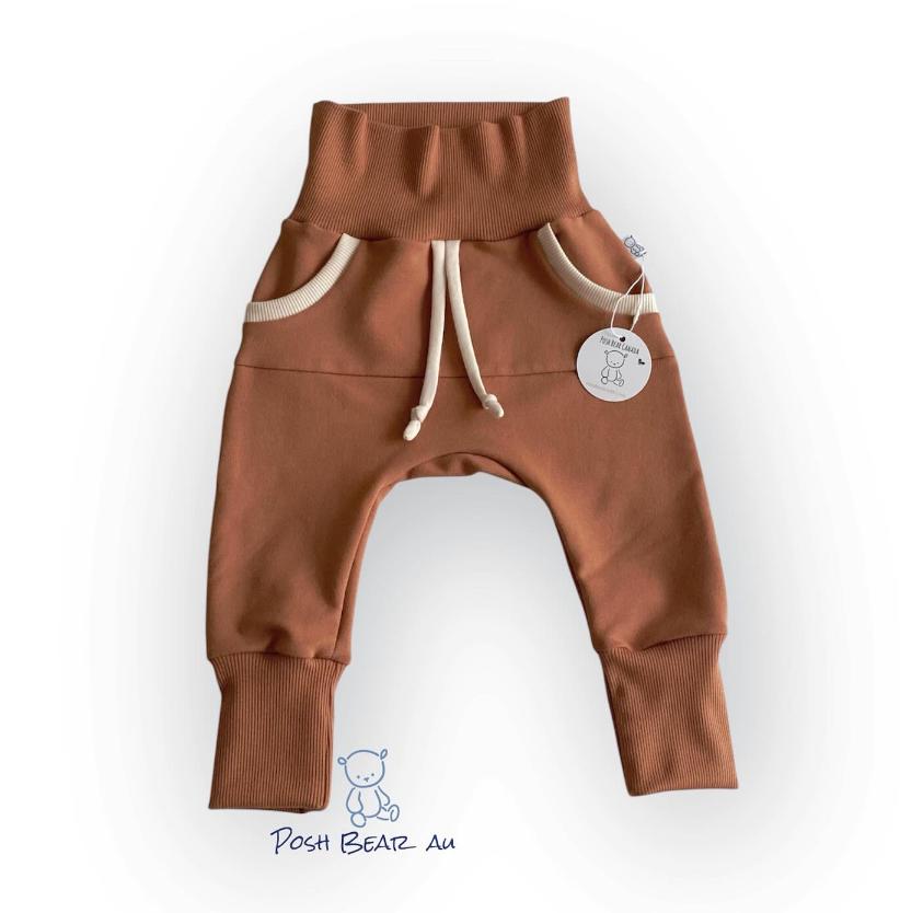 Handmade Organic Grow With Me Joggers with Kangaroo Pocket – French Terry