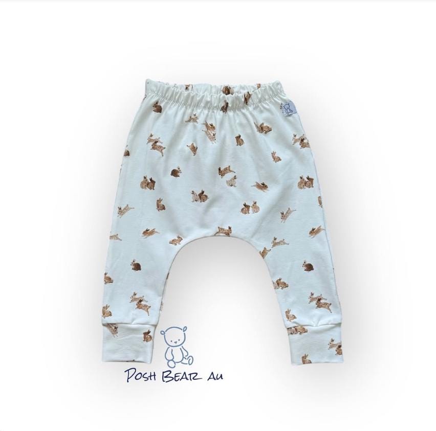 Handmade Organic baby Slim fit Harem pants / Bunny