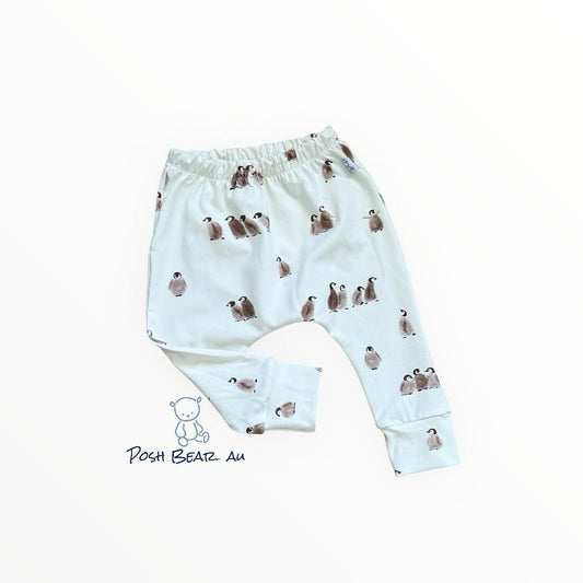 Handmade Organic baby Slim fit Harem pants / Penguins