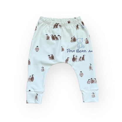 Handmade Organic baby Slim fit Harem pants / Penguins