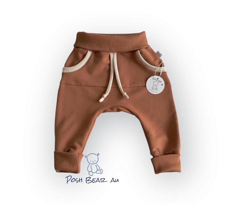 Handmade Organic Grow With Me Joggers with Kangaroo Pocket – French Terry