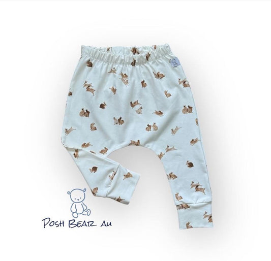 Handmade Organic baby Slim fit Harem pants / Bunny