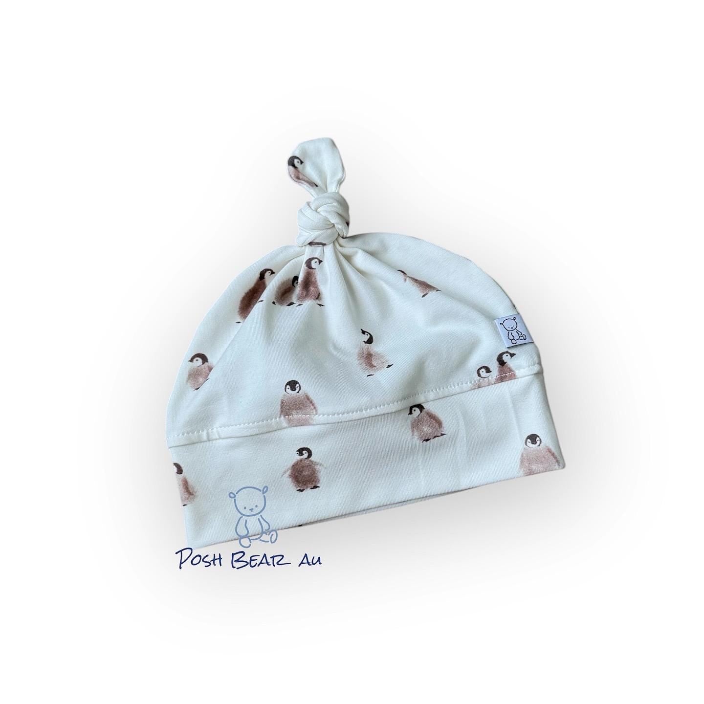 Handmade Organic baby Knot Hat / Penguin
