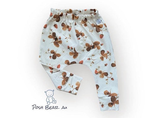 Handmade Organic baby Slim fit Harem pants / Strawberries